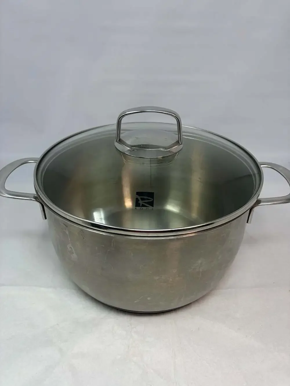 ROHE Stainless Steel 4.0L / 4.2 Quart Stock Pot with Glass Lid side Measurements